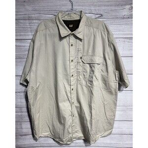 CAT Men's  Ripstop Work Short Sleeve Shirt 2XL khaki